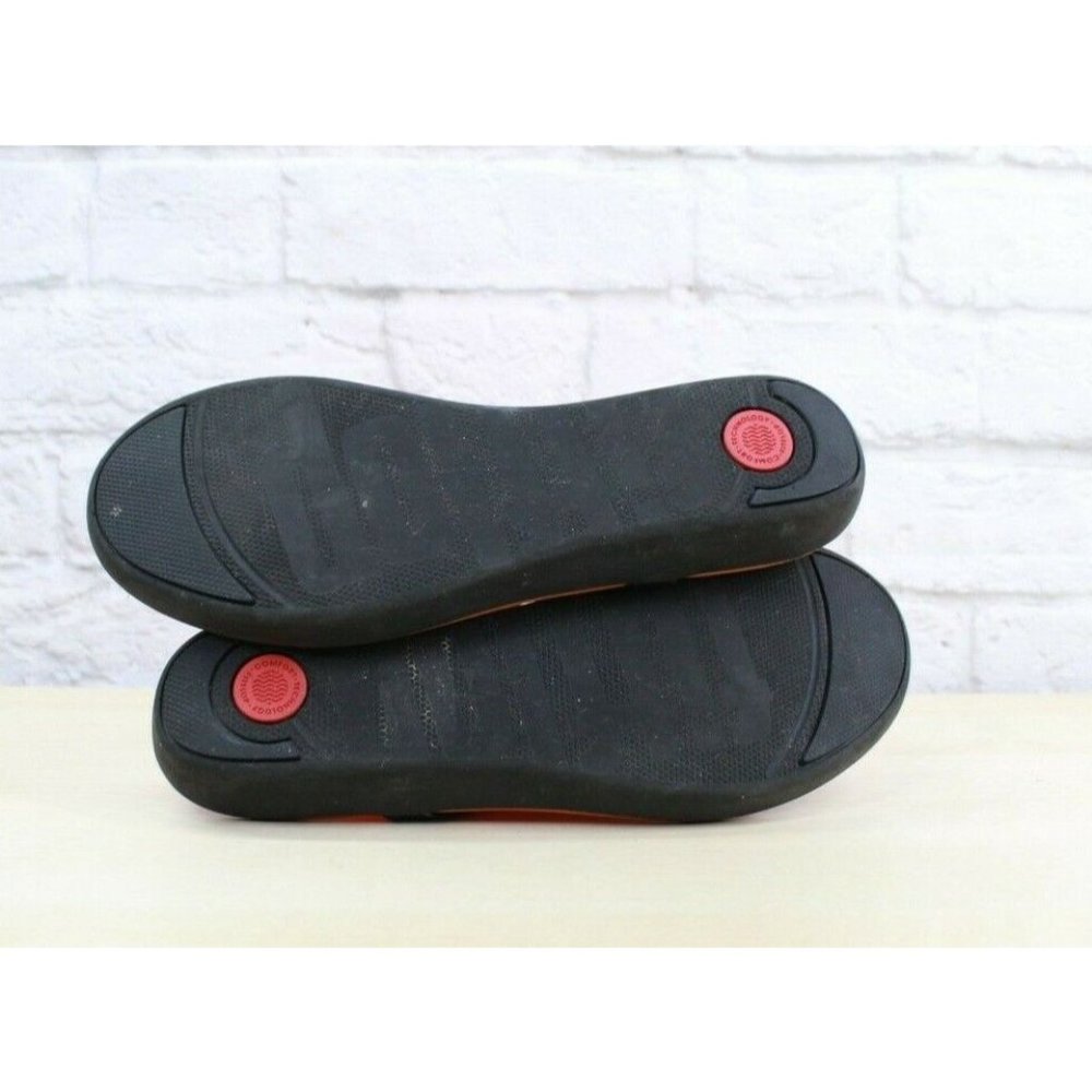 FITFLOP Banda Black Leather Thong Slim Wedge Thong Sandals Size 11 - Picture 9 of 9